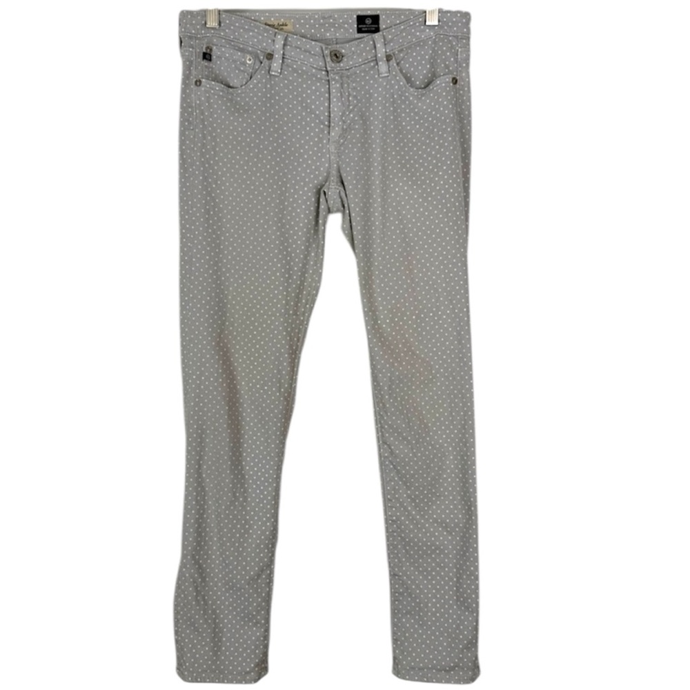 AG Adriano Goldschmied Gray Polka Dot Stevie Ankle Slim Straight Jeans Size 27R